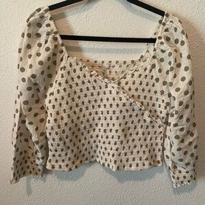 Cato Olive Polka Dot Blouse